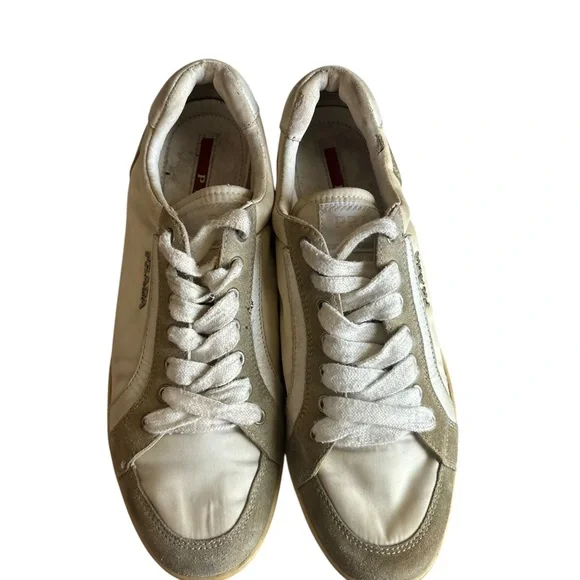 Prada Shoes Women’s Leather nylon Comfort Lace Up Low Sneakers Prada - Picture 6 of 13